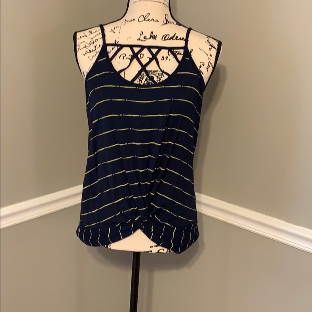 Blue with green stripped tank